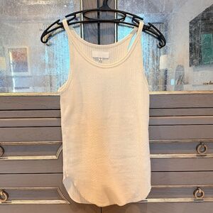 Moussy Cream Ribbed Knit Tank Top in Off White Size small